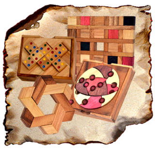 2D Wooden Puzzle in Samanea wooden box to puzzle and puzzle, placement game, puzzle game, puzzle tangram or cake puzzle made of wood