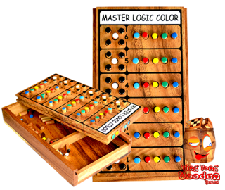 Master Logic Color  Superhirn Logik Spiel, wer knackt den super Colour Code des  Gegners in 6 Schritten Holzspiel Monkey Pod Thailand