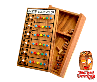  Master Logic Color  Superhirn Logik Spiel, Holz Logikspiel mit super Colour Code Holzbox aus Monkey Pod Thailand
