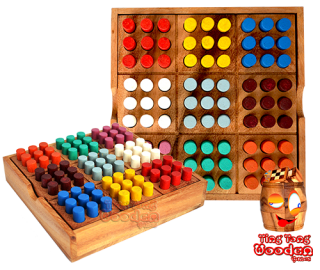 Colored Sudoku Farb Sudoku 9x9 in einer Holz Box aus Monkey Pod Thai wooden games 