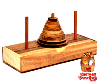 Tower from Hanoi the Pagoda 9 Ring Puzzle move the 9 slices to another tower one by one 